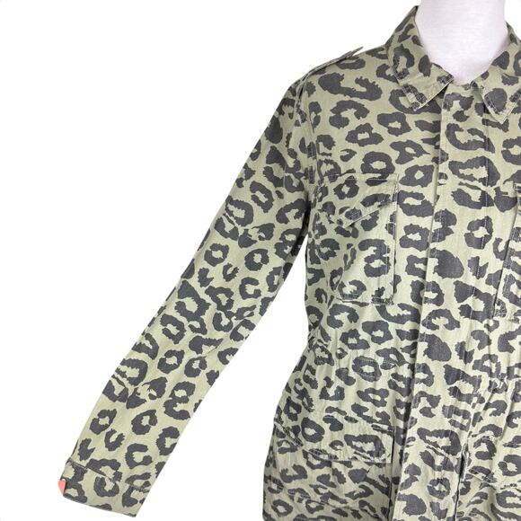 Ellison NWT Sage Green Leopard Longline Oversized Utility Lightweight Jacket - Picture 8 of 14